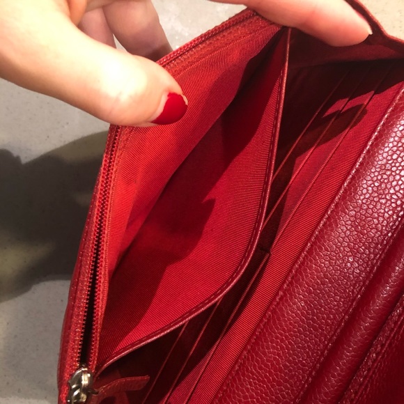 Chanel Classic Wallet On Chain Red Caviar Leather with Silver Hardware WOC - Picture 11 of 16